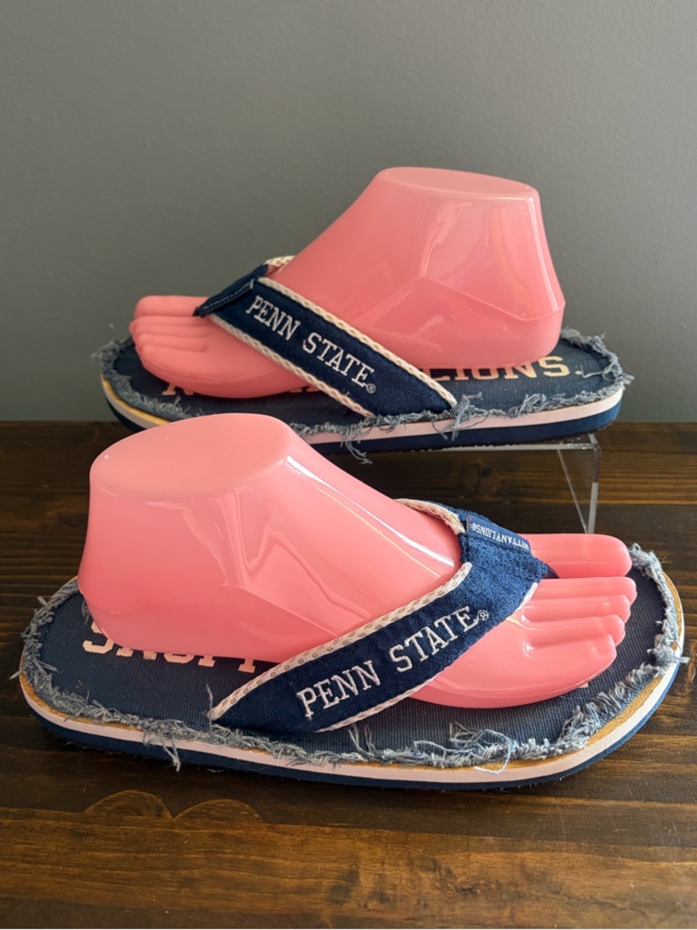 Penn State Nittany Lions Denim Distressed Flip Flops - Navy Size Men’s Size 8